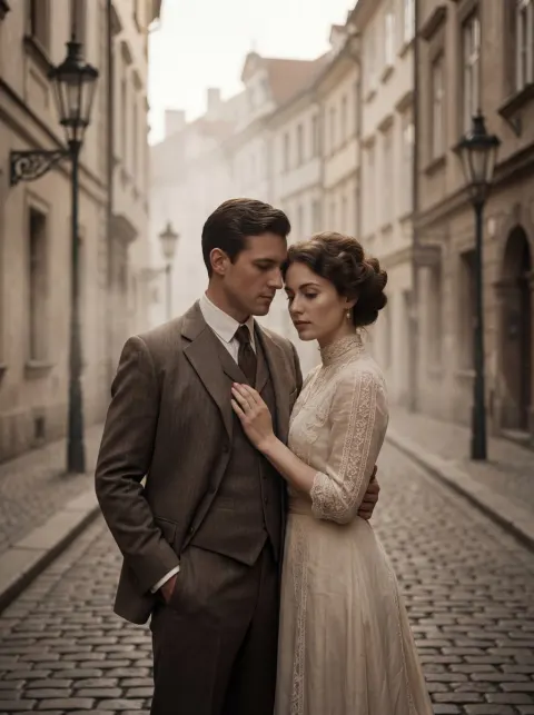 Cinematic Edwardian Couple Portrait