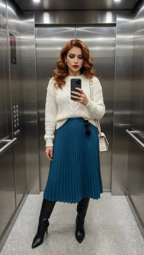 Stylish Elevator Mirror Selfie Fashion