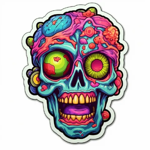 Psychedelic Nintendo Zombie Sticker Design