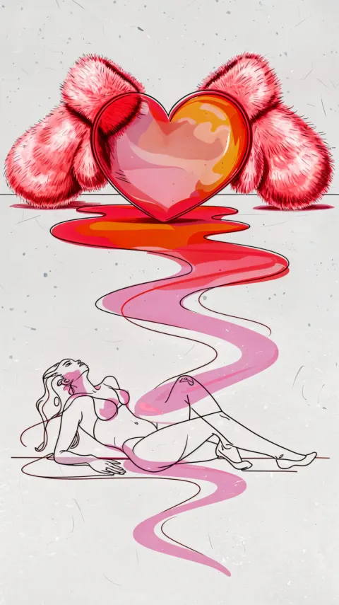Melting Heart with Pink Mittens