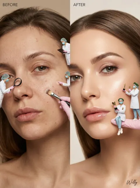 Surreal Skincare Transformation Editorial