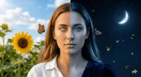 Stunning Day and Night Split Portrait