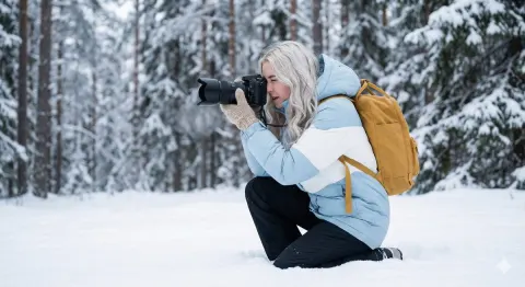Winter Photographer's Focused Moment