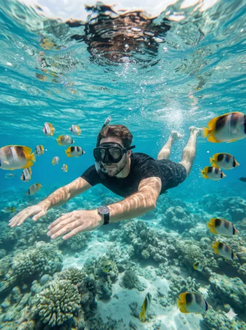 Hyper Realistic Underwater Snorkeling Portrait