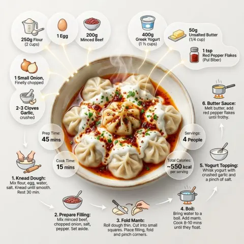 Turkish Manti Dumplings Recipe Infographic