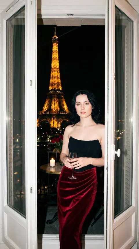 Paris Midnight Y2K Flash Portrait