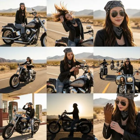 Vintage Biker Grid Collage
