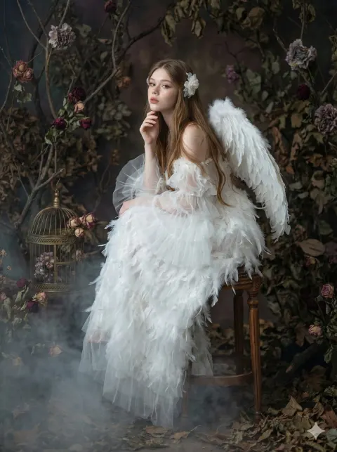 Neo-Raphaelite Angel in Gothic Forest