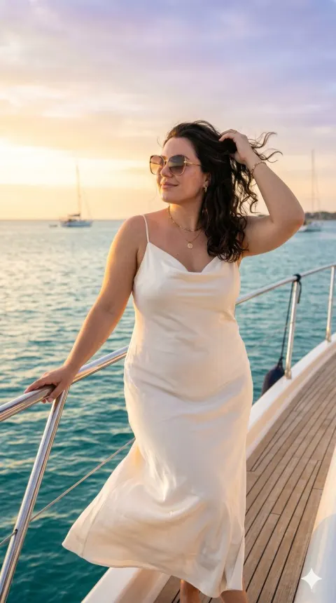 Luxury Yacht Sunset Fashion Portrait
