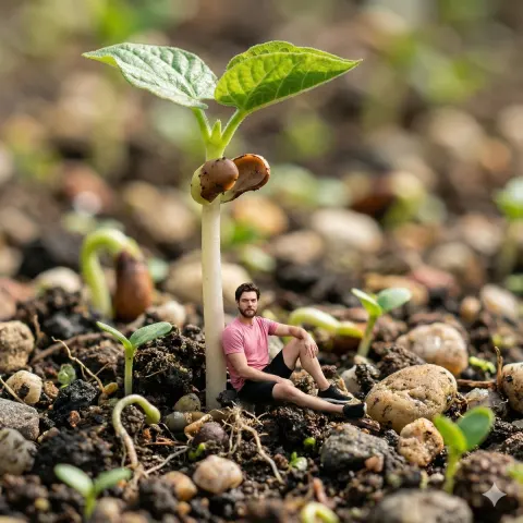 Tiny Man Giant Sprout Fantasy