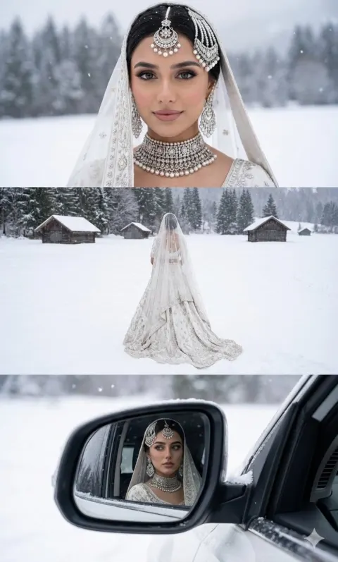 Snowy South Asian Bride Portrait