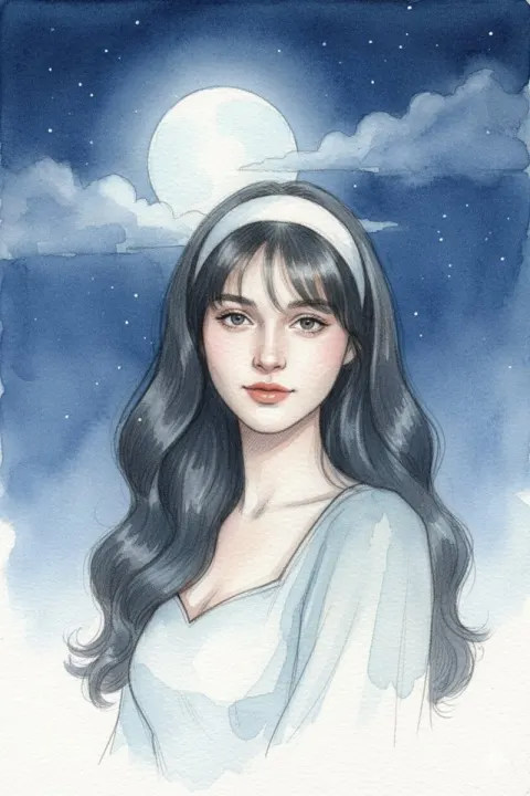 Moonlit Watercolor Portrait Transform