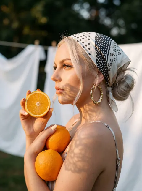 Golden Hour Citrus Portrait