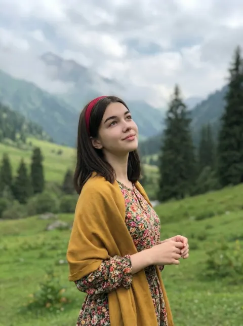 Serene Woman in Lush Valley