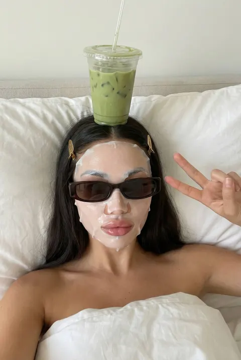 Matcha Mask Selfie Moment