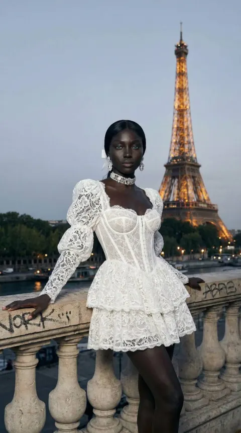 Paris Twilight Lace Fashion Portrait