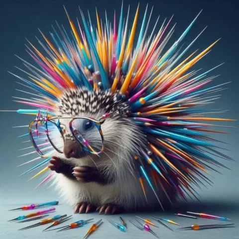 Porcupine With Colorful Futuristic Spikes Wearing Glasses