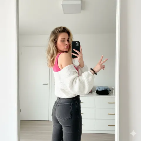 Playful Pink Mirror Selfie Style