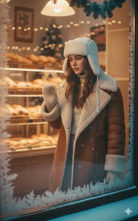 Winter Postcard Moment in Snowy Dusk