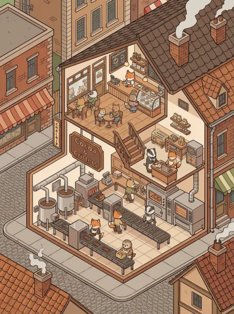 Cute Animal Isometric Building Cutaway