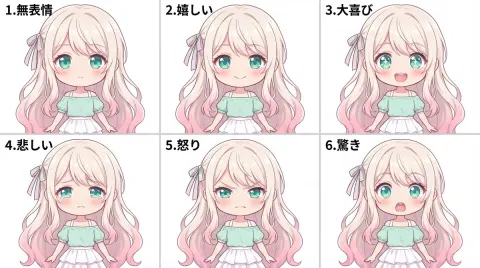 Anime Character Expression Sheet