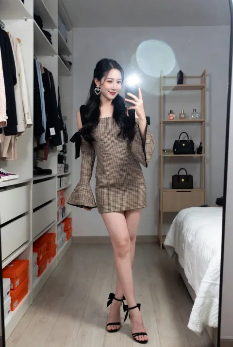 Stylish Mirror Selfie In Walk-in Closet