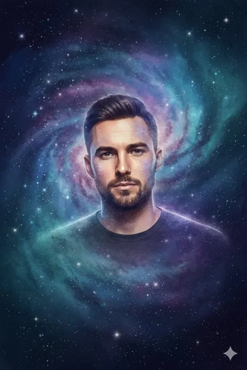 Cosmic Galaxy Watercolor Portrait