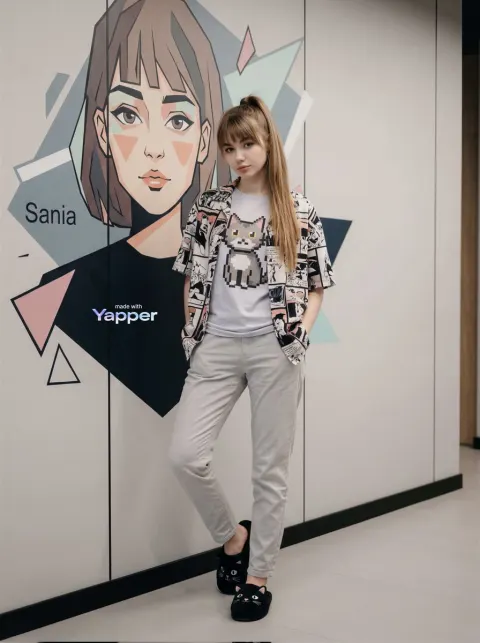 Stylish Girl by Cat Mural