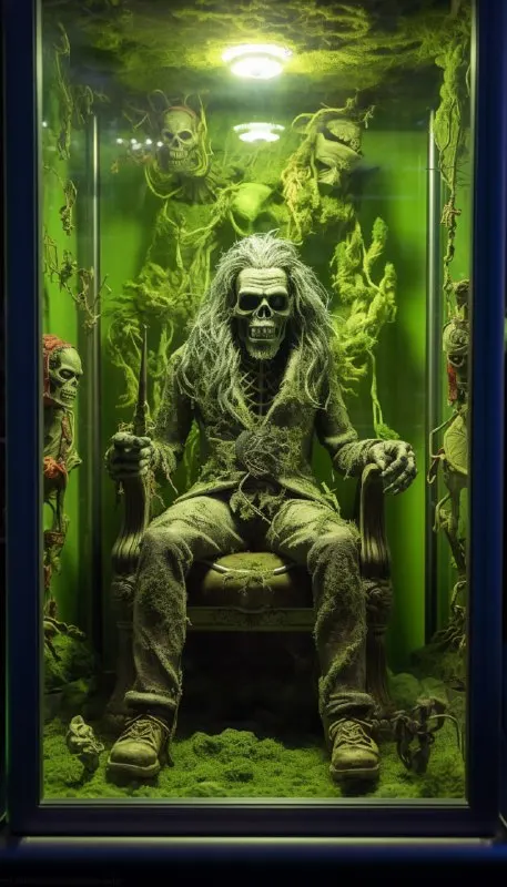 Cannabis Bud Zombie Farmer With Glowing Green Eyes 3D