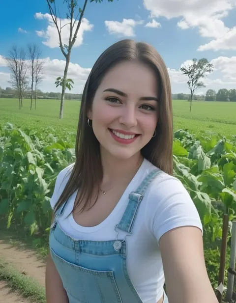 Sunlit Field Selfie Portrait