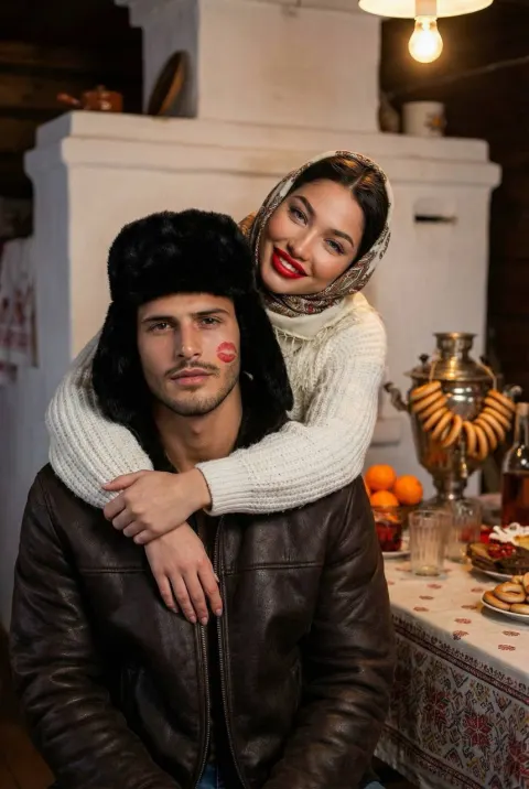 Rustic Winter Couple Portrait