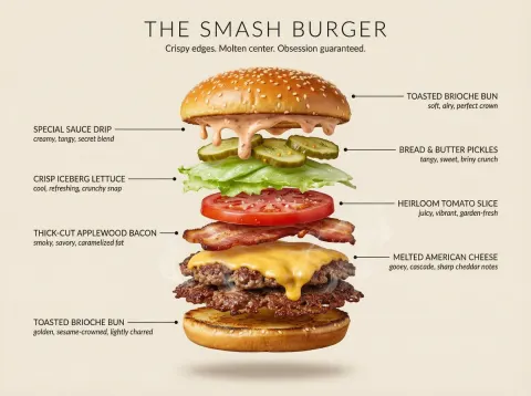 Hyperrealistic Exploded Food Stack