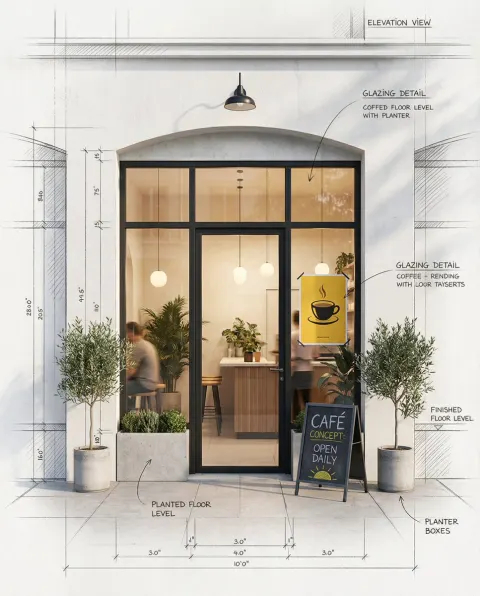 Café Architectural Concept Rendering