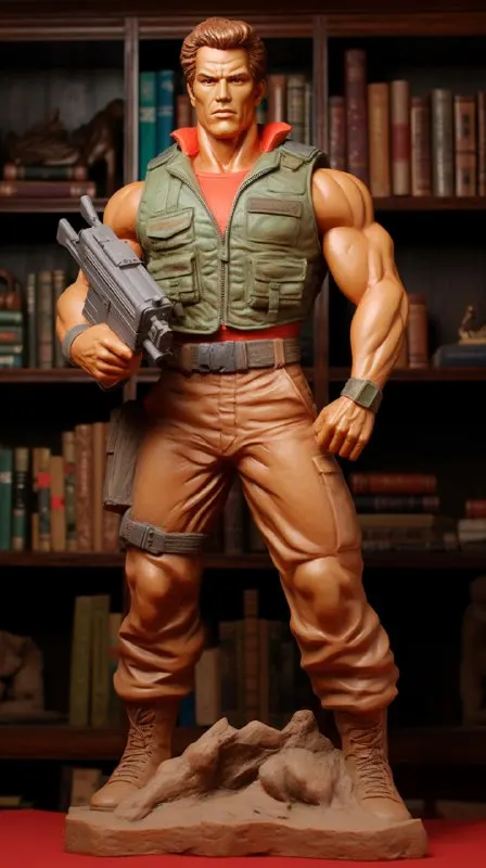 Cheesy Plastic Arnold Schwarzenegger GI Joe Statue
