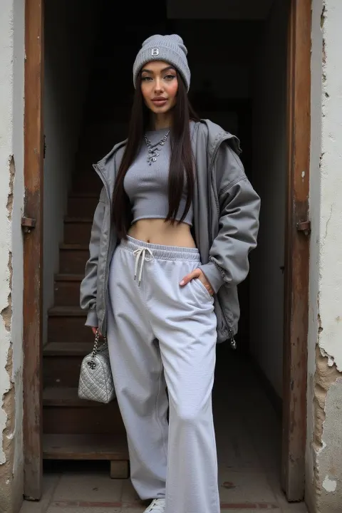 Luxury Streetwear In Rustic Doorway