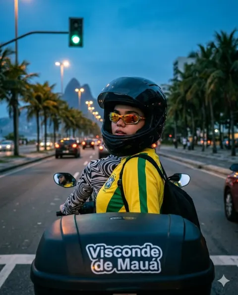 Rio Blue Hour Motorcycle Portrait