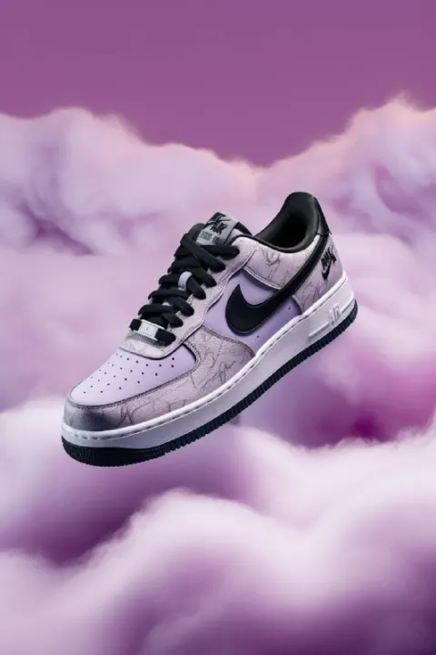 Purple and Black Air Force 1 Nylon Bandana Sneaker Design