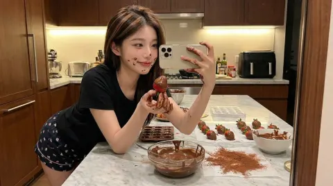 Chocolate Kitchen Selfie