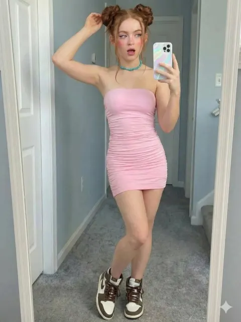 Redhead E-Girl Mirror Selfie
