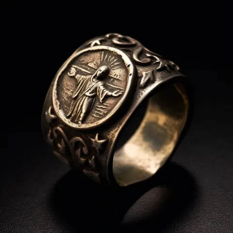 Rustic Silver Ring With Nautical Symbol Detail Design