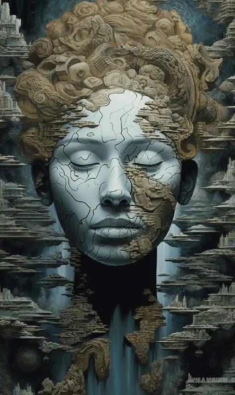 Hundertwasser Moebius Fusion Abstract Fantasy Portrait