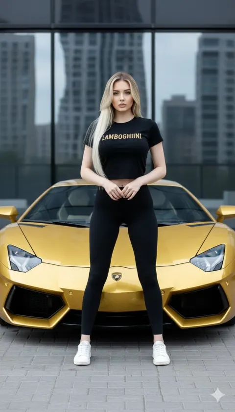 Golden Lamborghini Urban Fashion Model