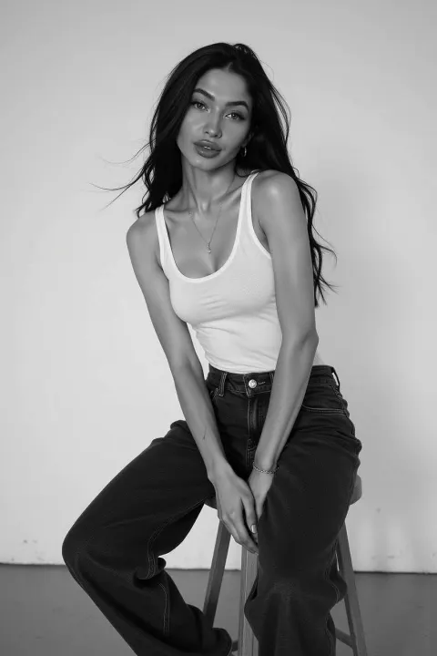 Minimalist Black-White Fashion Portrait