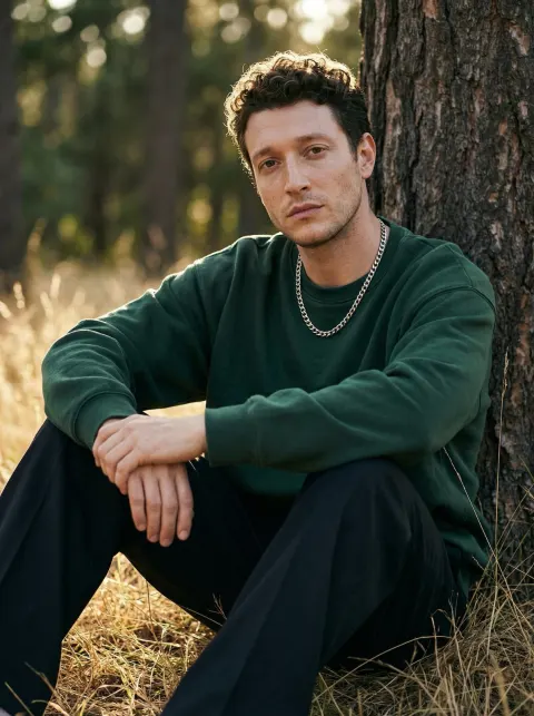 Man in Golden Hour Forest