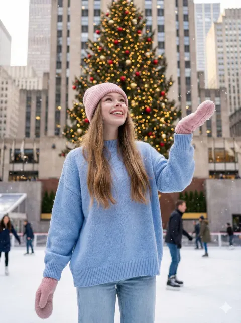 Joyful Skater by Christmas Tree
