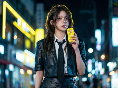 Cyberpunk Girl Neon Night Snap