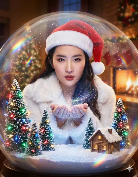 Magical Christmas Inside Snow Globe