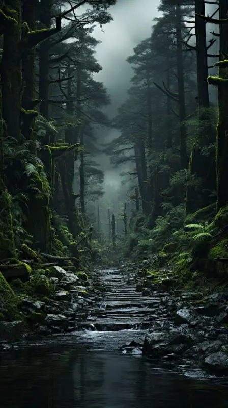 Rainy Forest Octane Render Moody Nature Scene