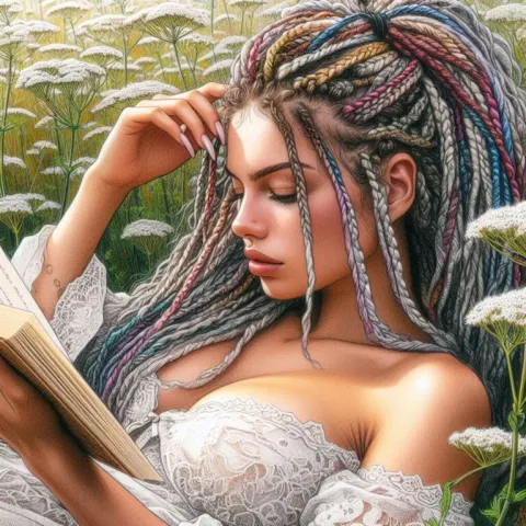 Photorealistic Watercolor Sketch Woman Field