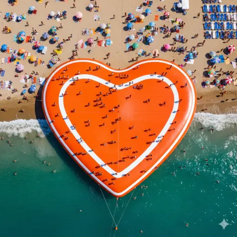 Giant Inflatable Logo Floating at Sea